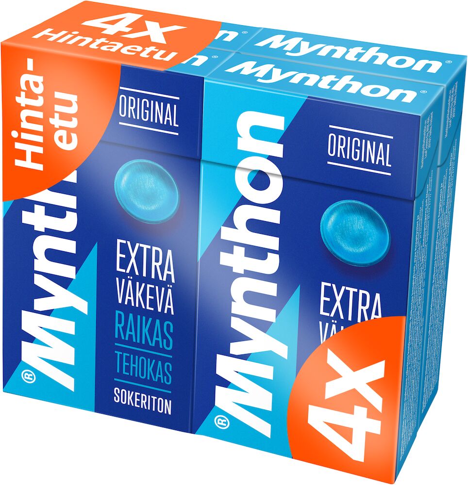 Mynthon Original Extra Väkevä sokeriton 4-pack 140g